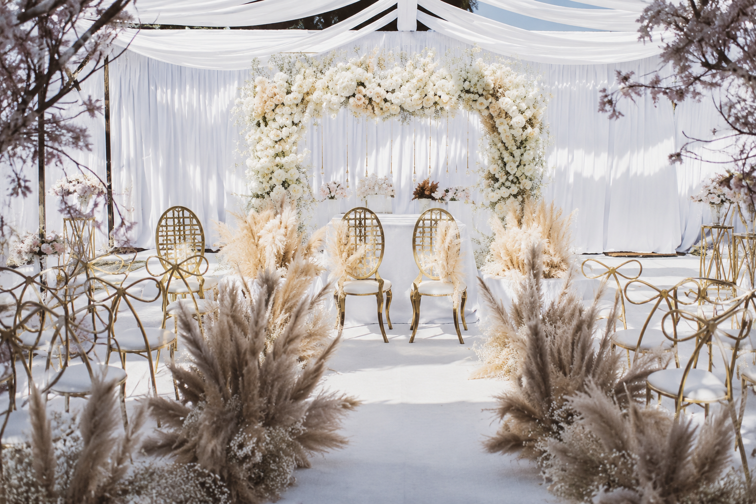 Silver Package — boho ceremony setup